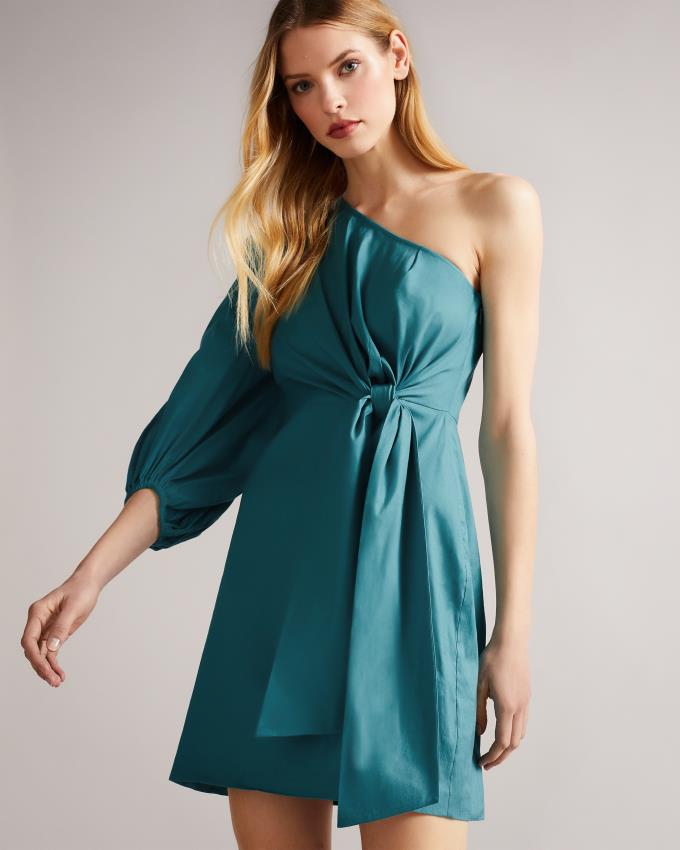 Peignoir Ted Baker One Shoulder Mini With Waist Turquoise Femme | URP-32510742